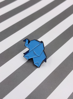 个性徽章可爱几何蓝色大象INS宠物简约别针书包胸针金属小胸章