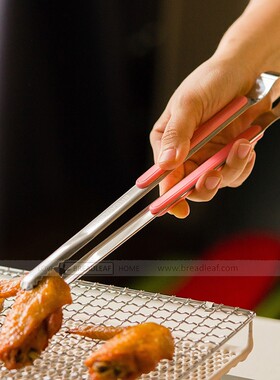 粉色不锈钢烤肉夹子防滑韩式烧烤