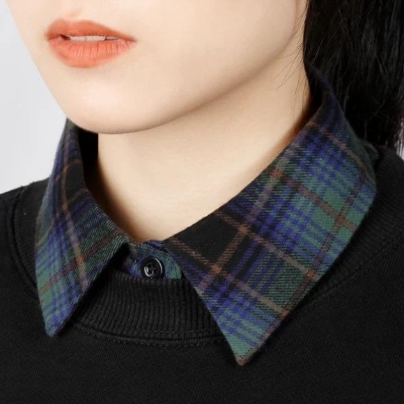 格子衬衫假领女春秋休闲百搭卫衣毛衣配饰多功能假领子搭配风衣领