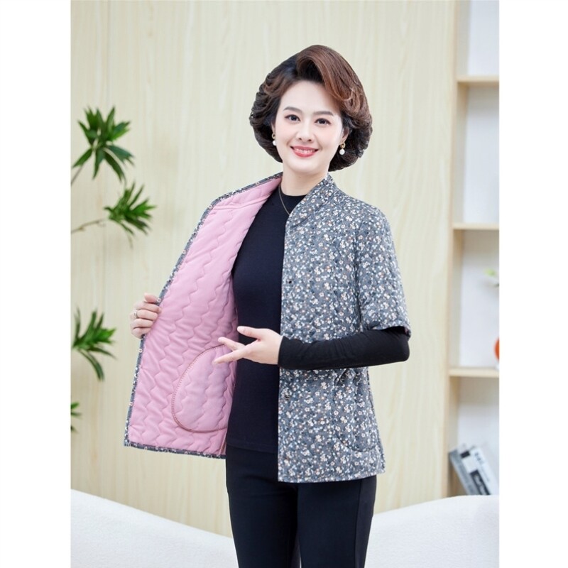 女士妈妈棉衣外套中老年秋冬棉马甲外穿小棉袄加绒保暖短袖棉背心