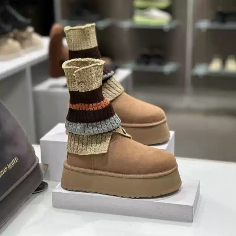 雪地靴袜套女2024新款爆款秋冬复古纽扣袜套辣妹撞色jk堆堆袜纯棉