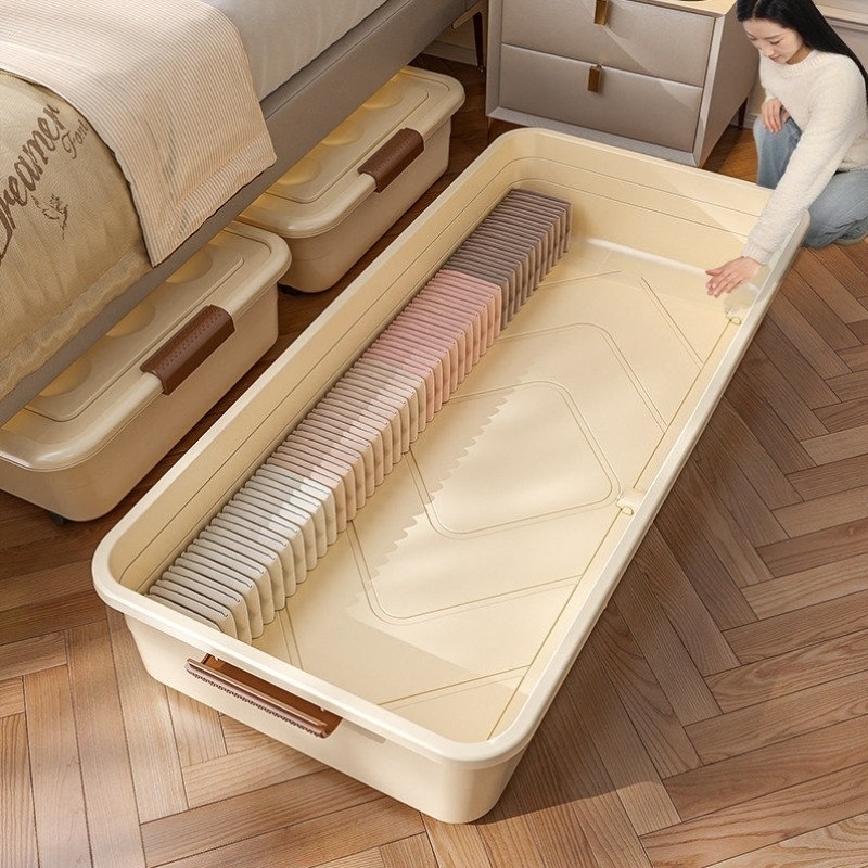 ��底收纳箱家用扁平带轮抽屉式衣服被子塑料整理��下收纳盒收纳箱