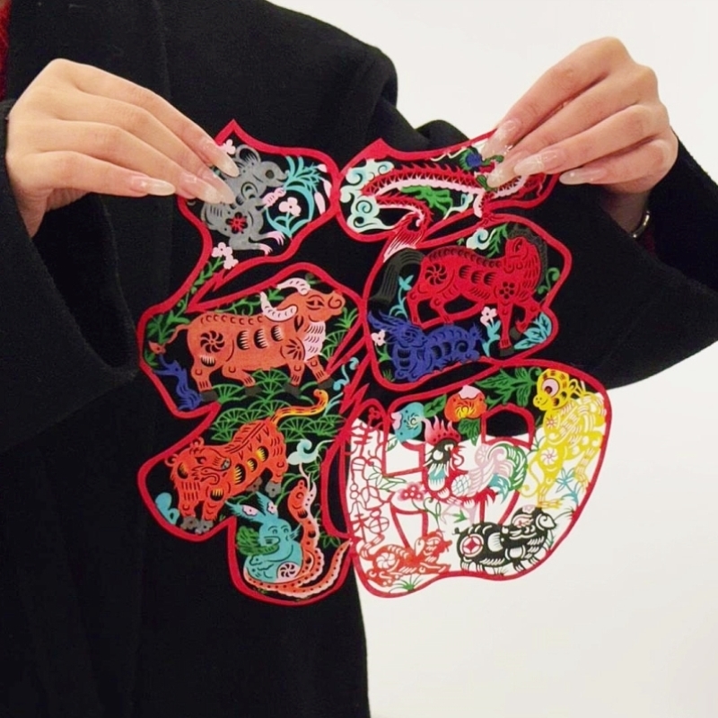 非遗窗花蔚县剪纸2026新年年画玻璃贴成品结婚礼物装饰布置