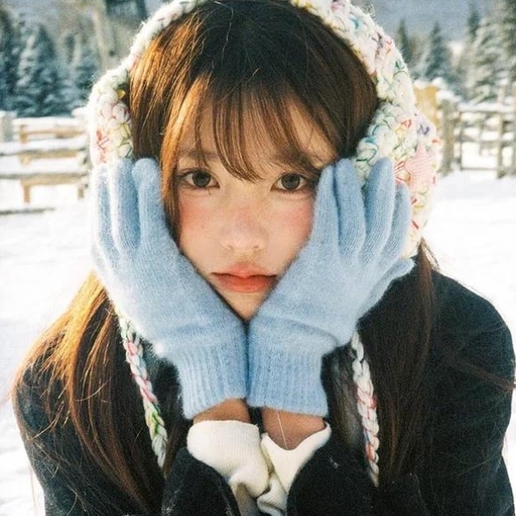 手套东北哈尔滨防寒装备蓝色女冬季新款露指触屏保暖出片可爱毛线