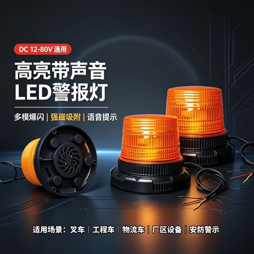 叉车LED磁吸爆闪警报灯语音提示