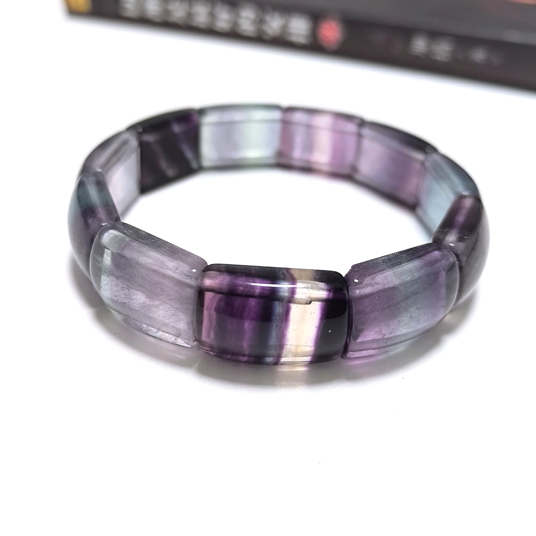 S364# 天然彩萤石手排13*18*7mm 七彩宝石暖宫石 手围17cm