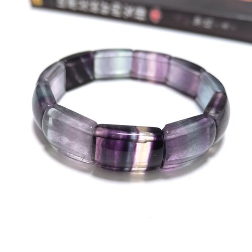 S364# 天然彩萤石手排13*18*7mm 七彩宝石暖宫石 手围17cm