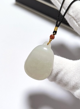 D1298# 天然和田玉青白玉无事牌吊坠29.8*21*9.5mm