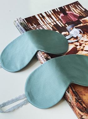 【HL沉静的黛绿色】助眠轻柔不压眼简约双面素色挂耳真丝眼罩