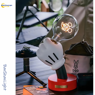 儿童房个性半山涧卡通卧室米奇手持台灯ins创意装饰摆件小夜灯