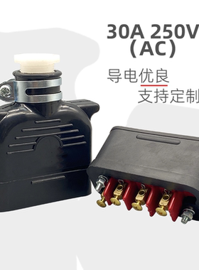 电器插头30A250V电动叉车充电公母座田神钢力至优37010-10870