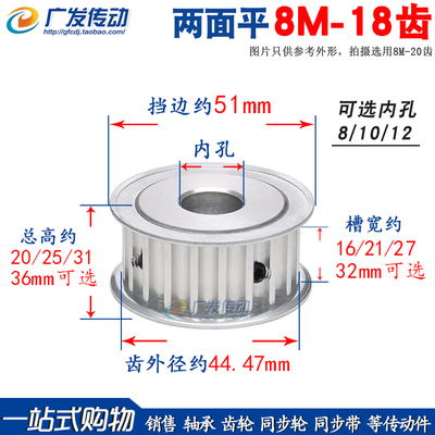 两面平8M18齿同步轮AF型