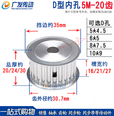 同步轮5m20齿D孔两面平AF型