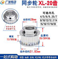 同步轮 XL20齿T 带凸台阶同步皮带轮 BF型槽宽11/16 成品孔带顶丝