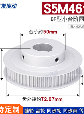 S5M同步轮 S5M46齿S5M46T 槽宽21 BF型小台阶/凸台阶同步轮皮带轮
