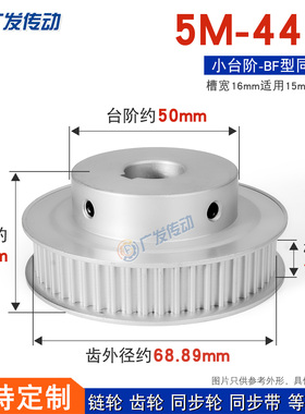 同步轮 5M44齿T 带凸台阶同步皮带轮 槽宽16 BF型 精加工成品内孔