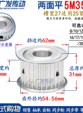 两面平同步轮 5M35齿/T AF型 同步皮带轮 槽宽27 内孔8-30可选