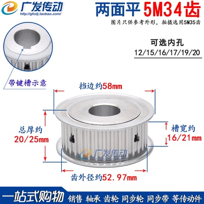 两面平5M34齿同步轮槽宽16/21AF