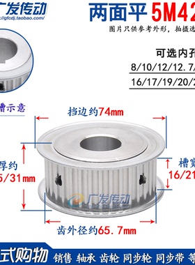 两面平5M42齿T 同步轮 槽宽11/16/21/27 AF型 同步带皮轮孔8-40mm
