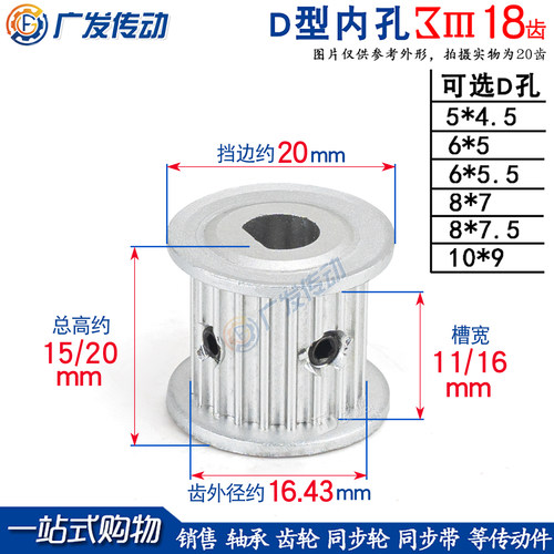 同步轮D型孔3M18齿两面平