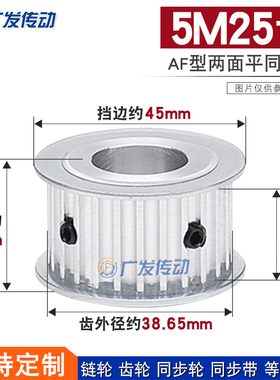 两面平同步轮 5M25齿/5M25T 槽宽21AF型 铝同步皮带轮 内孔6-22mm