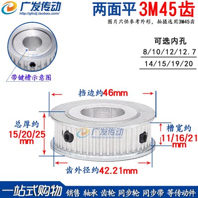 3M45齿两面平同步带轮