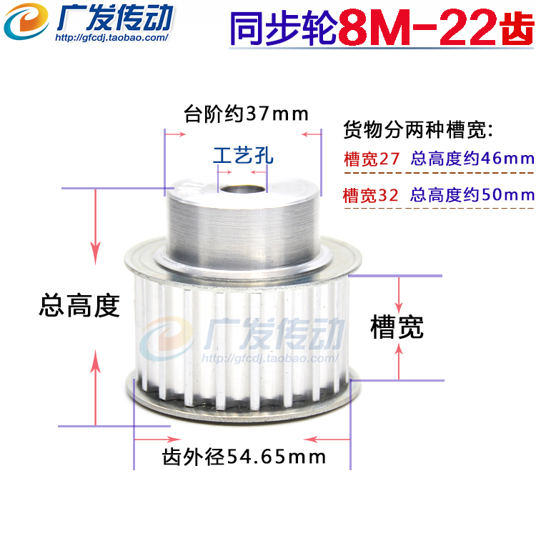 8M22齿铝合金同步带带宽32/27