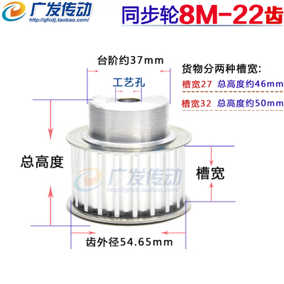 8M22齿铝合金同步带带宽32/27
