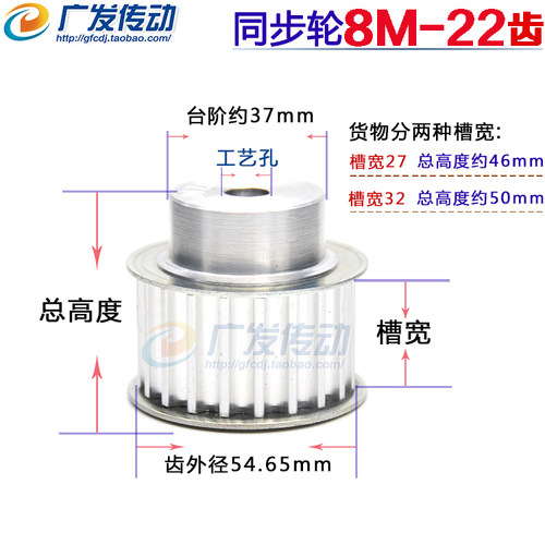 8M22齿铝合金同步带带宽32/27