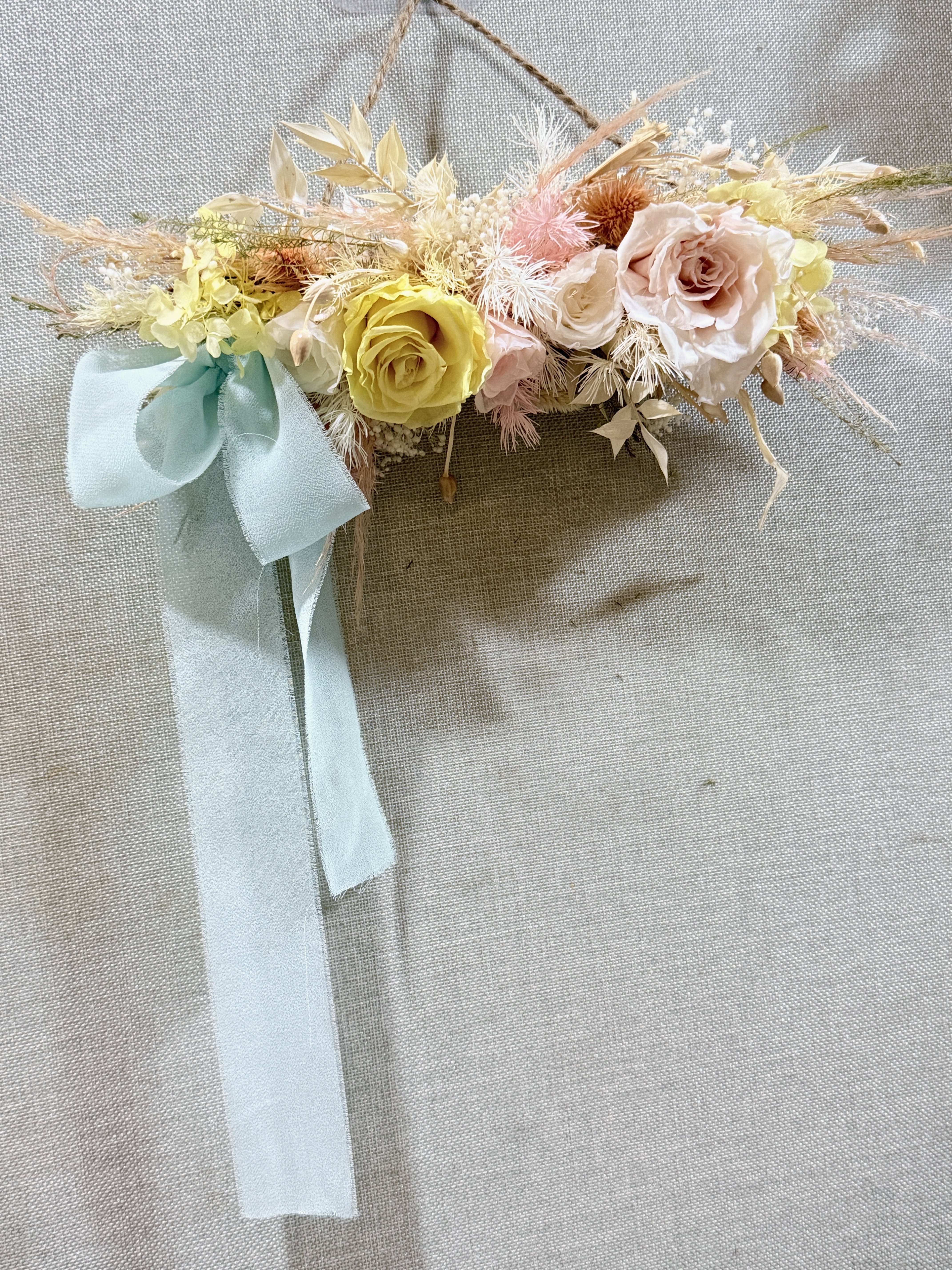 甜美冰淇凌色调永生玫瑰花真花壁饰墙面装饰花挂件浪漫横挂花艺