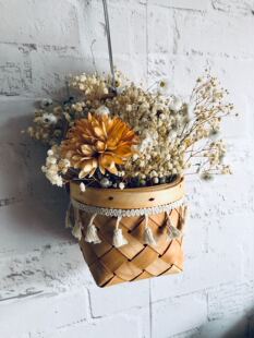 晨曦山谷风永生满天星罗丹斯菊玉兰球艺术花篮摆件摆设盆栽干花