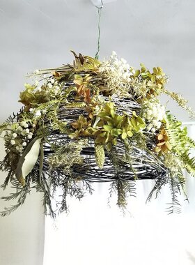 复古乡村情调植物绣球满天星灯罩挂饰咖啡厅休闲餐桌吧台灯装饰花