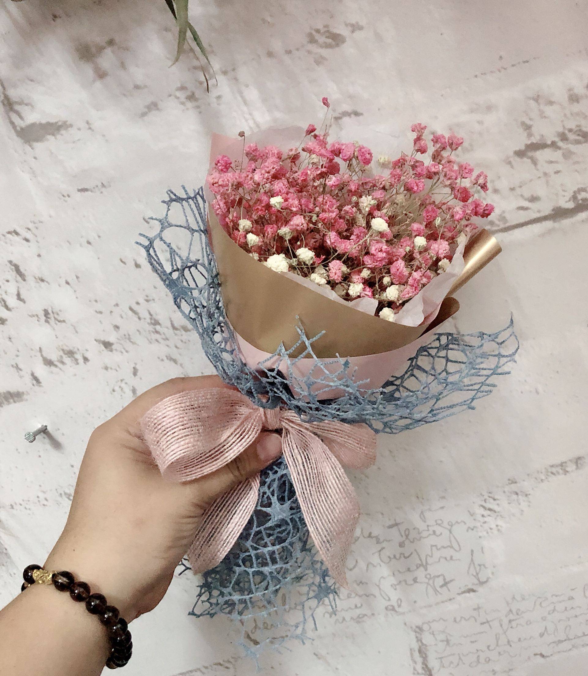 七夕花束礼物清新韩式满天星永生玫瑰礼盒干花情人节生日女神礼物