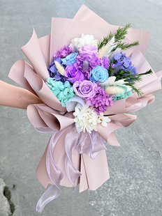 女神节花束送老师同学大手捧花永生玫瑰真花满天星毕业照送女友