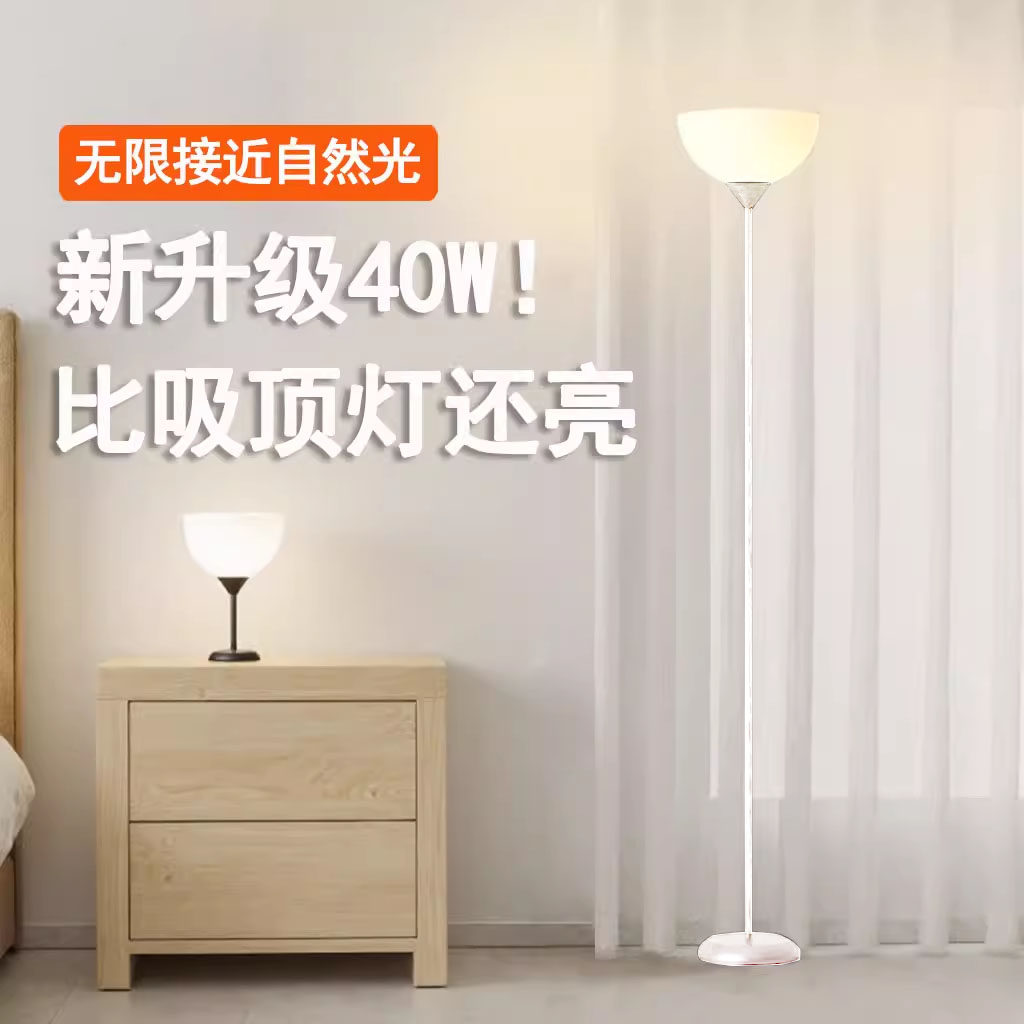 北欧简约立式单头落地灯 客厅卧室床头书房遥控调光暖光护眼阅读