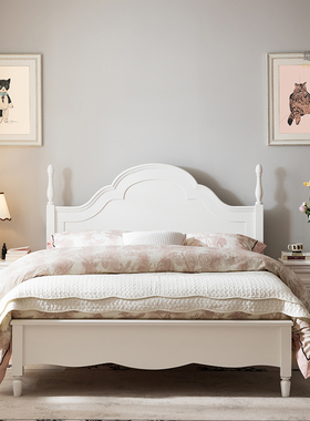 云朵床公主床法式实木床儿童床女孩安娜床白色主卧1.5米床欧式