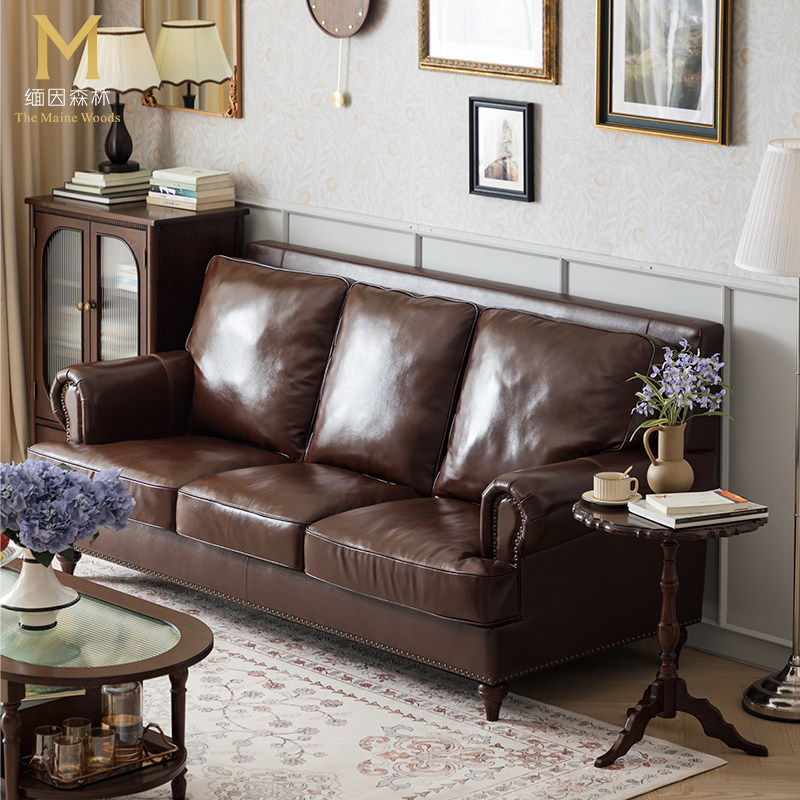 巴顿沙发真皮头层牛皮客厅直排美式经典大气油蜡皮,住宅家具,皮艺沙发,淘宝优惠券,粉丝福利购,淘宝优惠卷