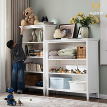 实木书柜美式书架小矮柜儿童落地储物柜展示柜置物架收纳柜杂志柜