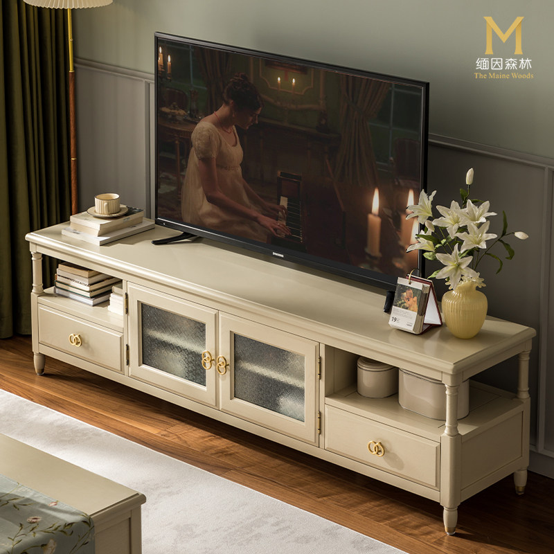 【特惠清仓】5折 奶油白实木电视柜丨现货全新丨暖月白电视柜