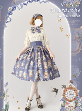 【永恒回响】森林衣橱原创夏季印花衬衣半裙优雅复古典日常lolita