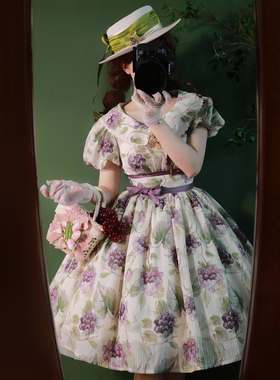 【森林小葡萄】衣橱原创cla夏季水果短袖lolita复古典连衣裙op