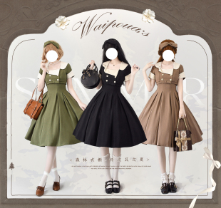 优雅法式 森林衣橱原创夏季 复古典CLA连衣裙lolita 怀波瓦之夏