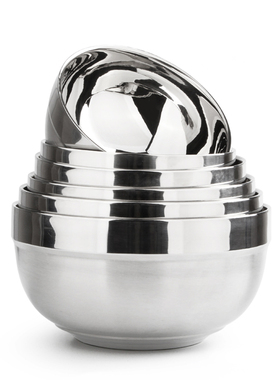 创意不锈钢碗 加厚双层真空防烫碗隔热儿童碗 成人碗 家用饭碗