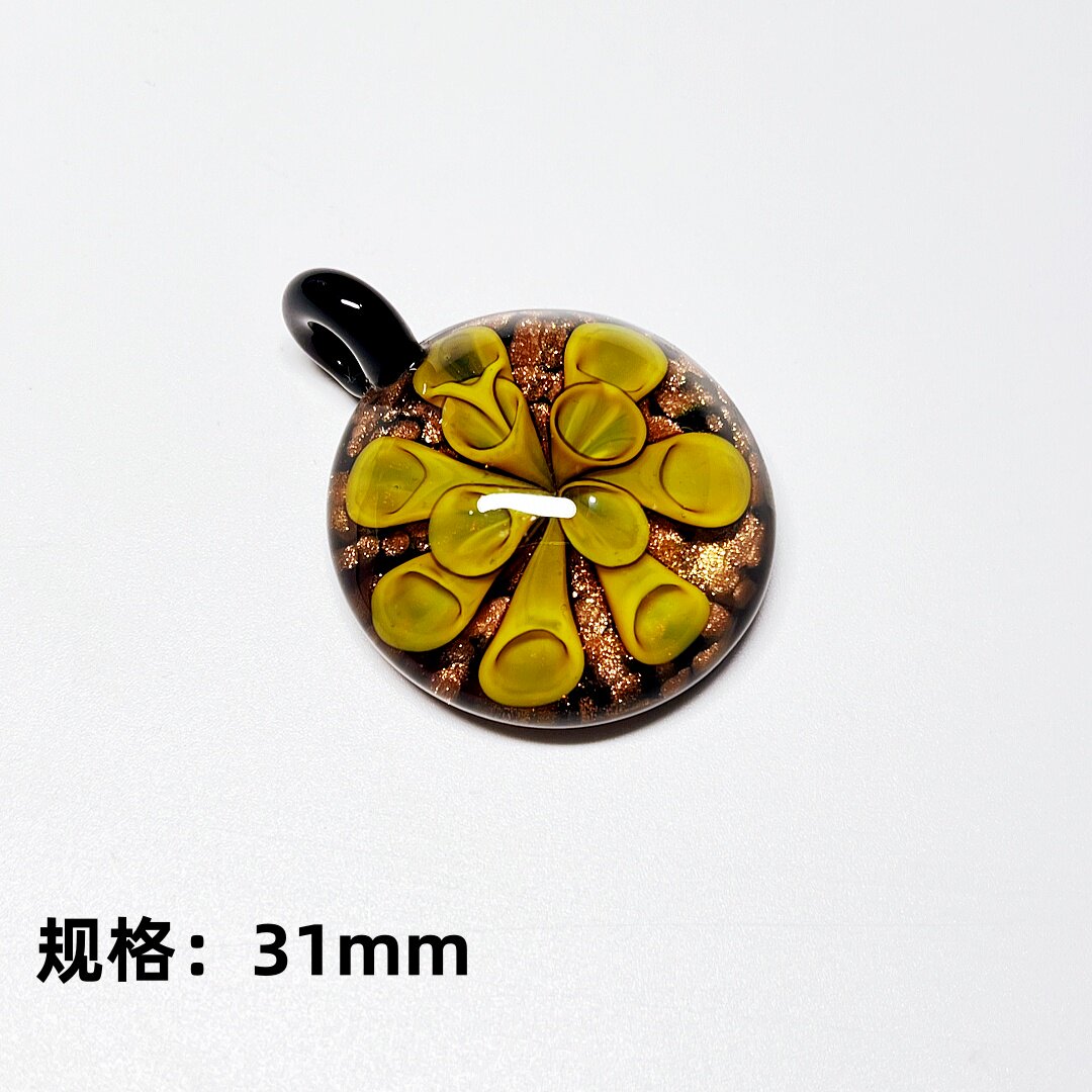 纯手工牡丹花项链吊坠兰花水晶琥珀花朵造型吊坠古风中式美感项链