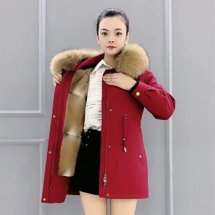 2025冬季新款女装派克服青根貂内胆皮毛一体内胆可拆卸外套尼克服