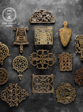 5.22 精 V组 欧美复古 黄铜隔热垫 旧物vintage家居西洋古董软装