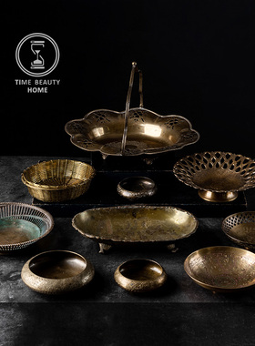 欧美黄铜篮子壁挂西洋古董