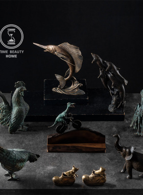 时光美器黄铜动物摆件