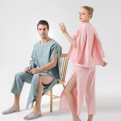 艾灸服纯棉前后开扣肩袖腿侧开扣