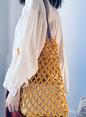 5折国现|法国Sessun 复古度假休闲包渔网镂空网兜单肩手提包Poppy